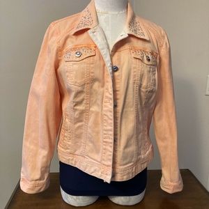 Platinum Chico's coral jean jacket, size 2, or L/12